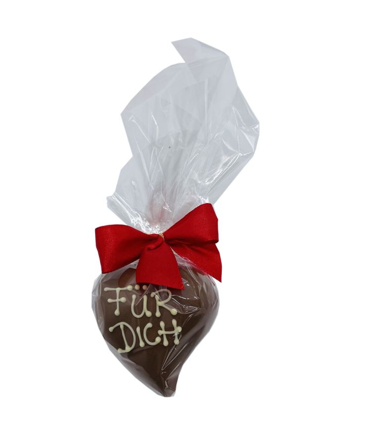 Verpacktes Klett Schokoladen Herz mit der Botschaft "Für dich"