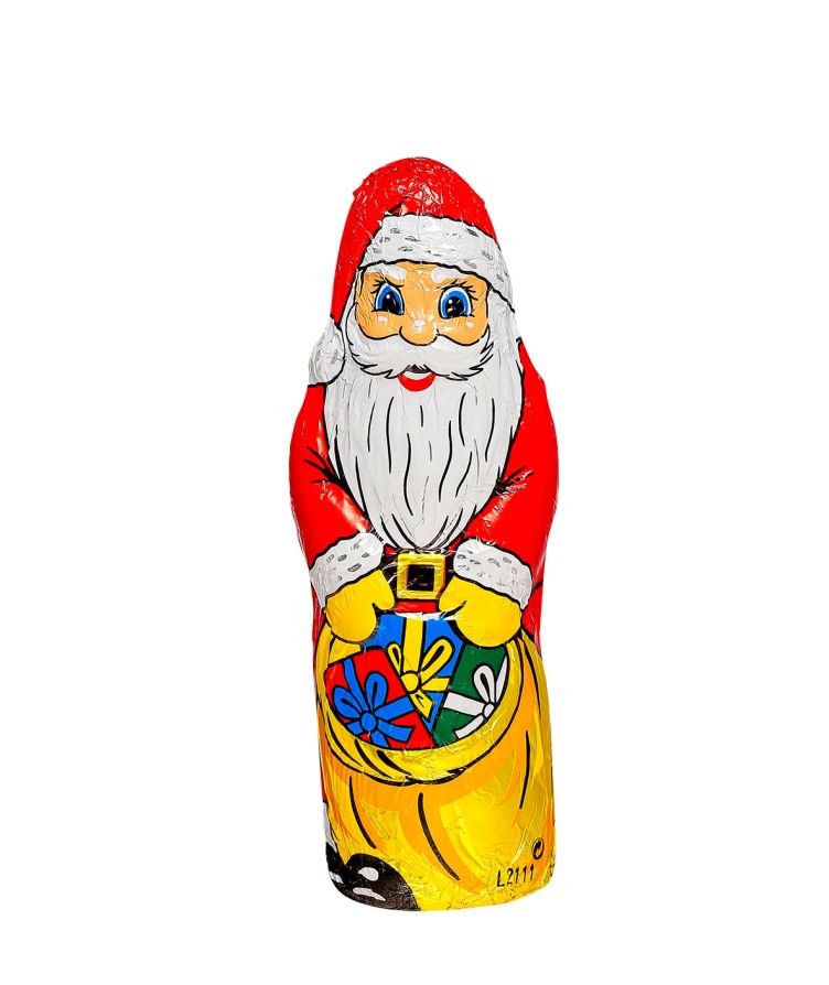 Klett 40 Gramm Schokoladen Weihnachtsmann mit gelben Handschuhen